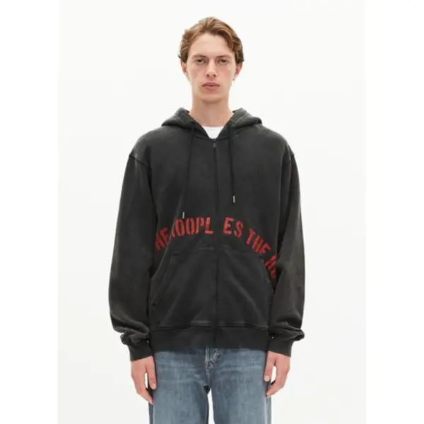 Sweatshirt zippé avec sérigraphie noir homme - The kooples
