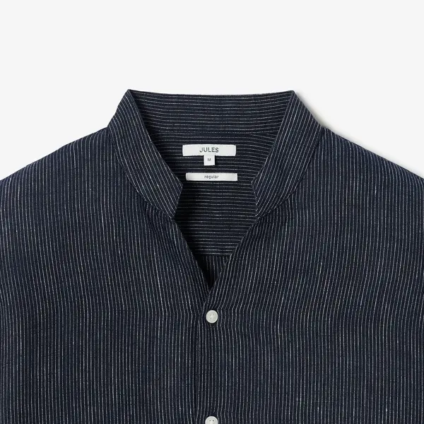 Chemise 100% lin col mao regular rayée