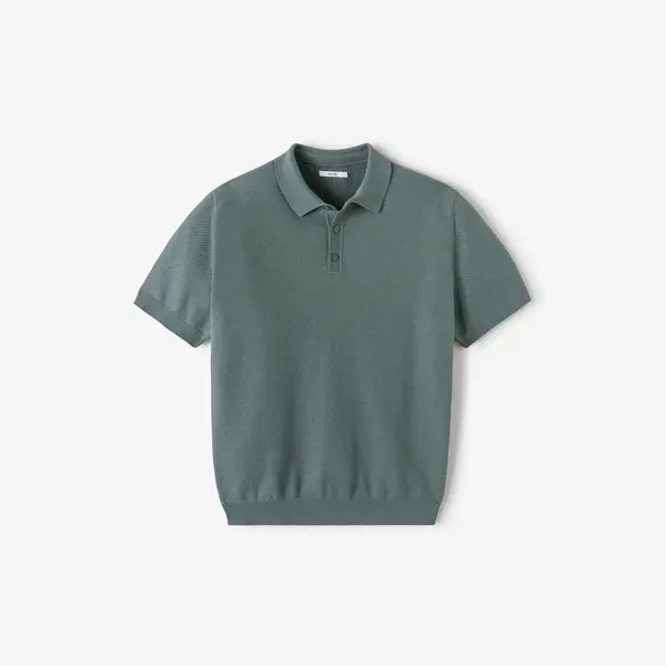 Polo en maille col boutonné jeux de points