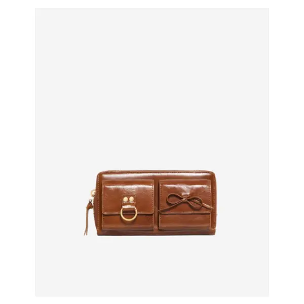 Portefeuille amelia en cuir marron brown - The Kooples Corbeil