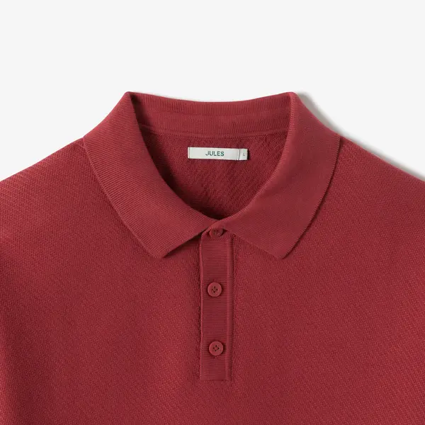 Polo en maille col boutonné jeux de points