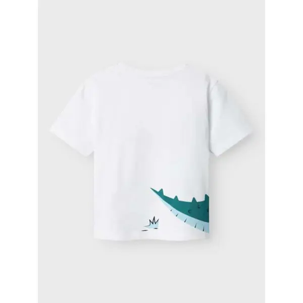 Tee-shirt manches courtes blanc crocodile Name It mini garçon | Du 18 mois au 8 ans