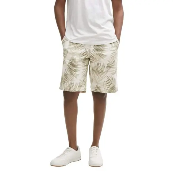Short en lin blanc avec imprimé feuilles Tom Tailor homme | Du S au XL