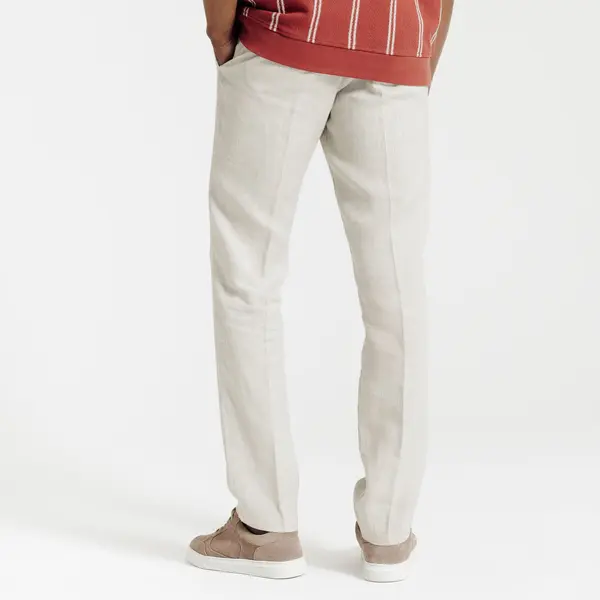 Pantalon chino straight 100% lin