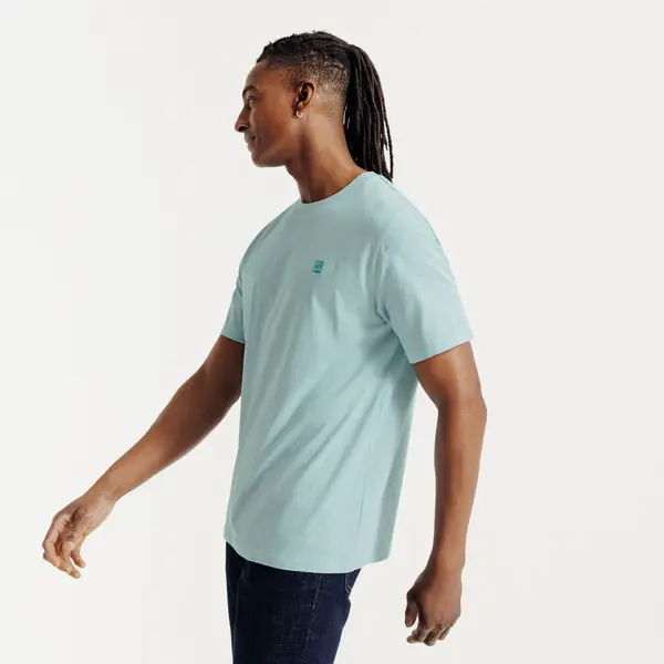 Tee shirt effet microrayé broderie poitrine