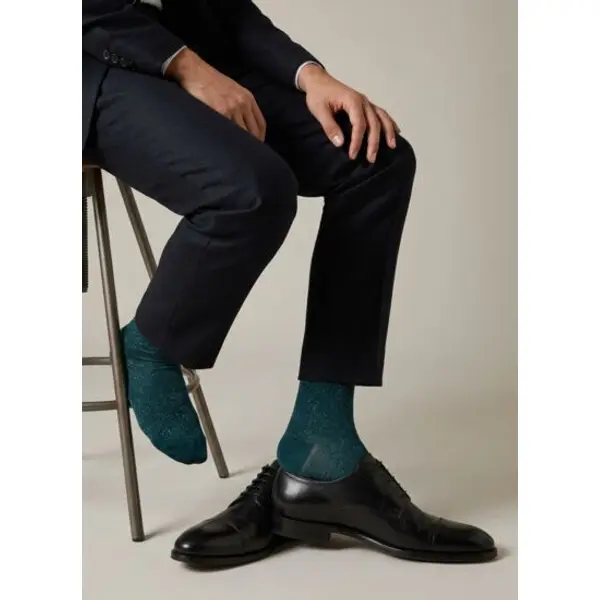 Chaussettes en lurex vert foncé - Figaret