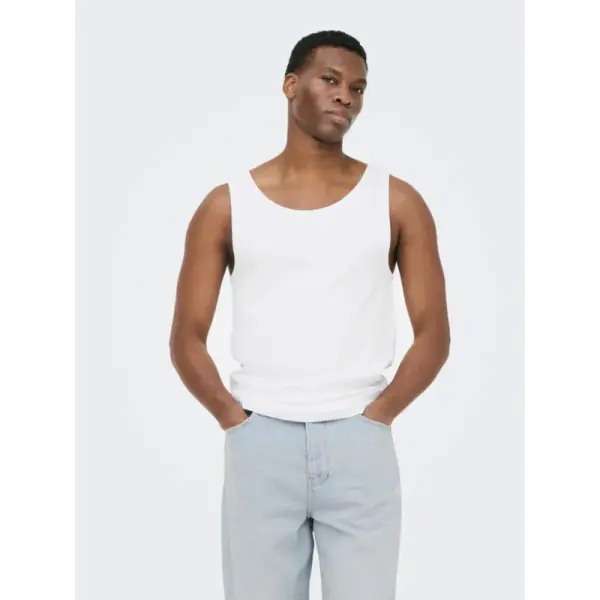 DEBARDEUR BLANC MAILLE COTELEE ONLY AND SONS HOMME DU M AU XL NOUVELLE COLLECTION PRINTEMPS ETE 22030217