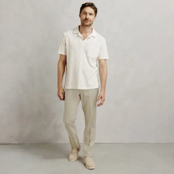 Pantalon chino straight 100% lin