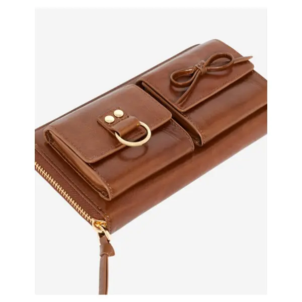 Portefeuille amelia en cuir marron brown - The Kooples Corbeil
