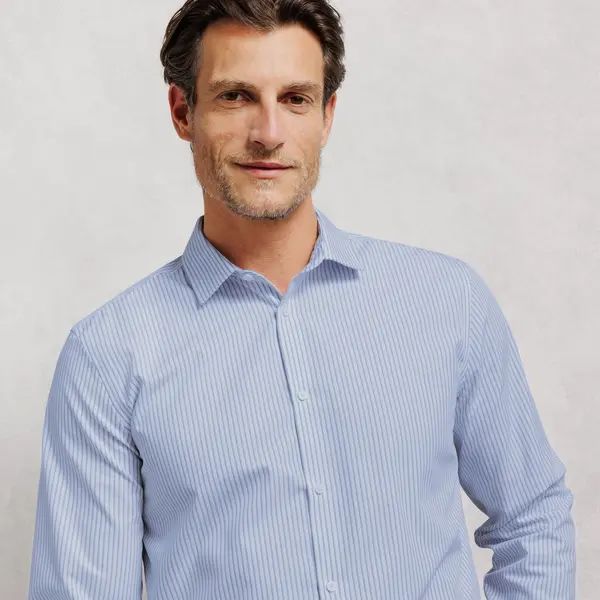Chemise 100% coton slim rayée sans repassage