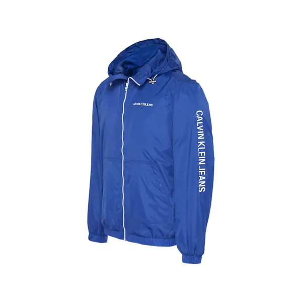 hooded nylon zip-up