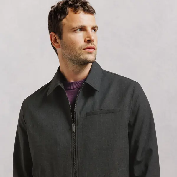 Veste zippée col chemise à carreaux